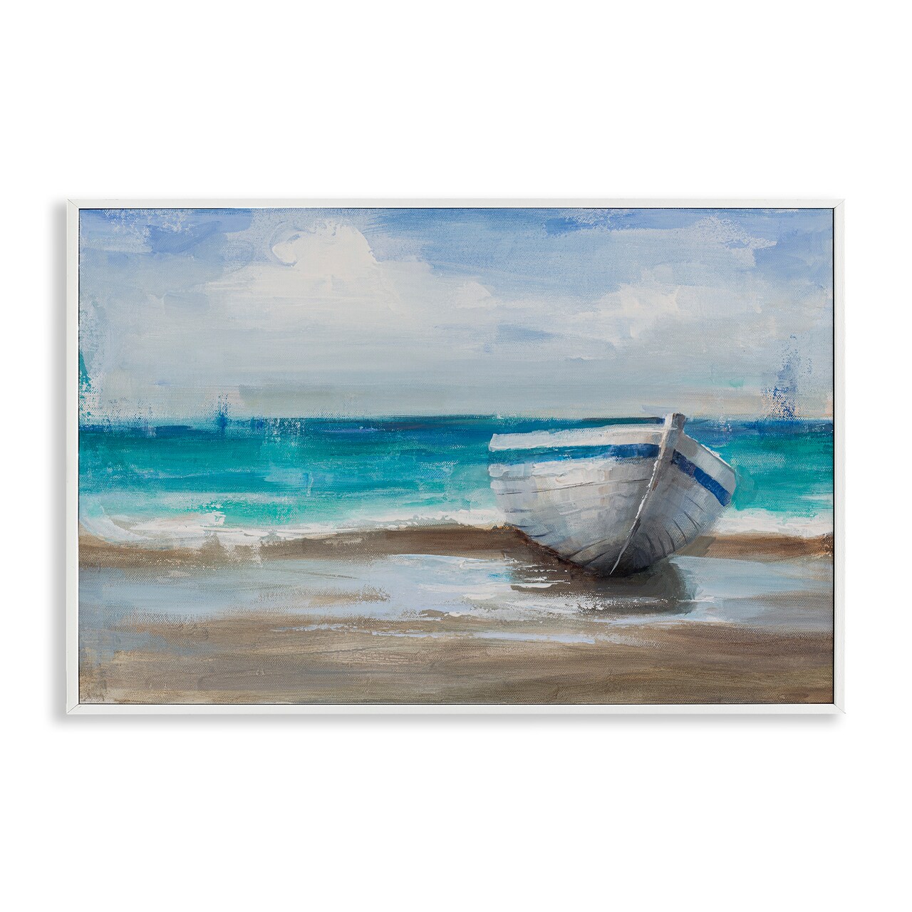 Stupell Industries Painterly Boat On The Shore Framed Giclee, design by Cloverfield & Co.